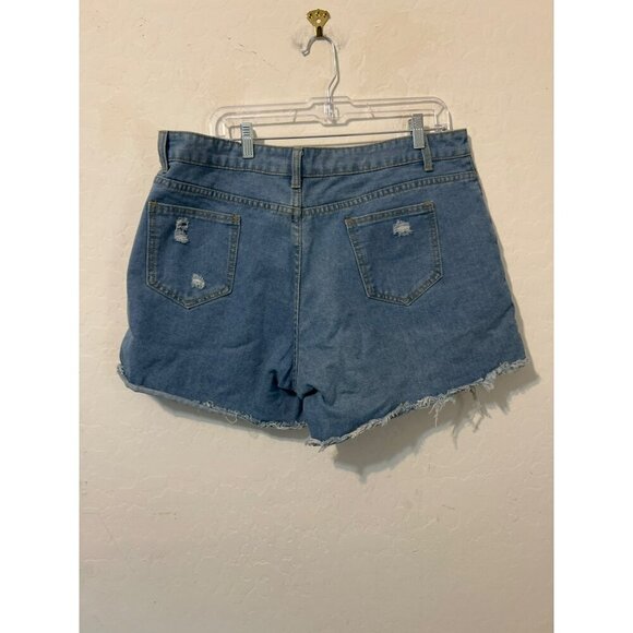 Shein Light Wash Destructed Jean Short Sz 1XL Cut Off - Picture 4 of 7